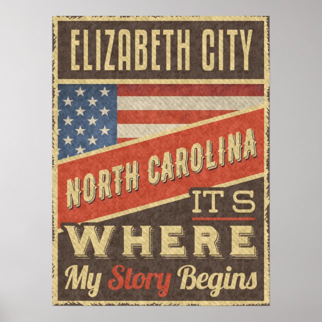 Poster Elizabeth City Carolina do Norte (Frente)