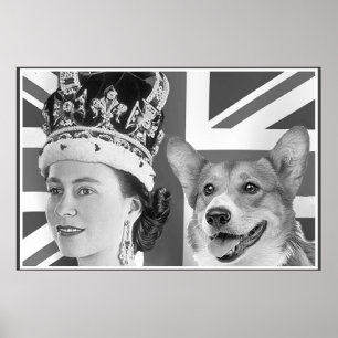 Póster Elizabeth II nova e seu Corgi