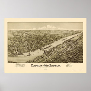 Póster Elizabeth, mapa panorâmico do PA - 1897