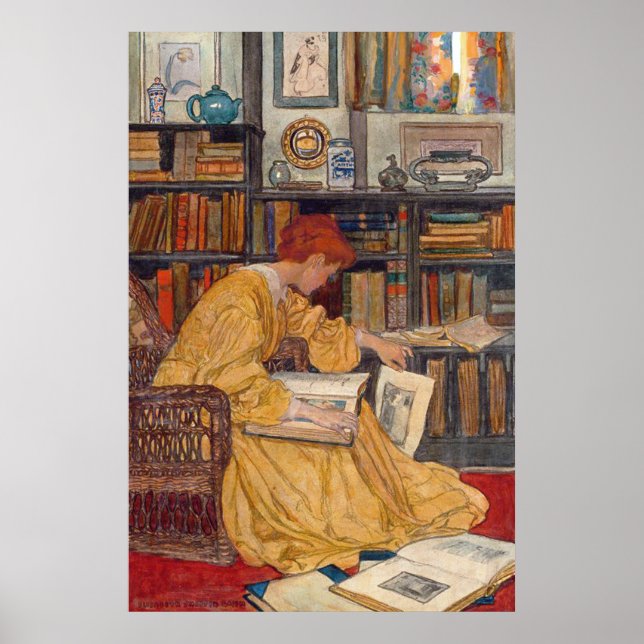 Póster Elizabeth Shippen Green - A Biblioteca (Frente)