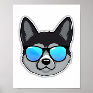 Poster Elkhound Norueguês em óculos de sol Legal Clássico