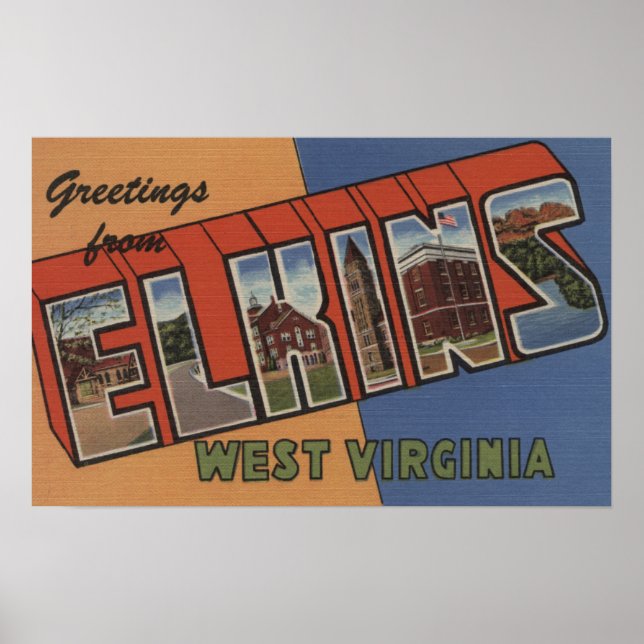 Póster Elkins, Virgínia Ocidental - Cenas com Letras Gran (Frente)