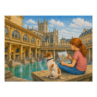 Póster Ella e Bella visitam as Termas Romanas em Bath