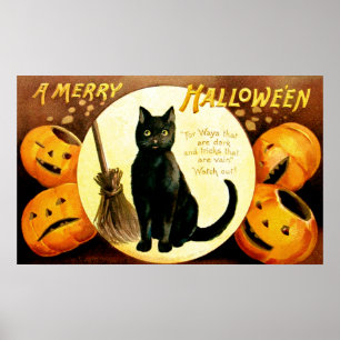 Póster Ellen H. Clapsaddle: Gato do Dia das Bruxas