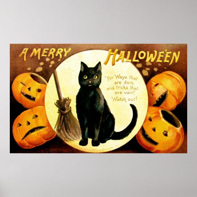 Póster Ellen H. Clapsaddle: Gato Halloween (Frente)