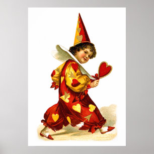 Póster Ellen H. Clapsaddle: Harlequin com coração
