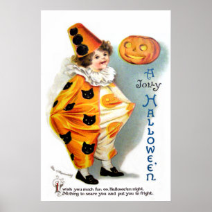 Poster Ellen H. Clapsaddle: Harlequin do Dia das Bruxas