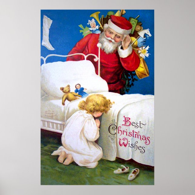 Póster Ellen H. Clapsaddle: Ouvindo Papais noeis (Frente)