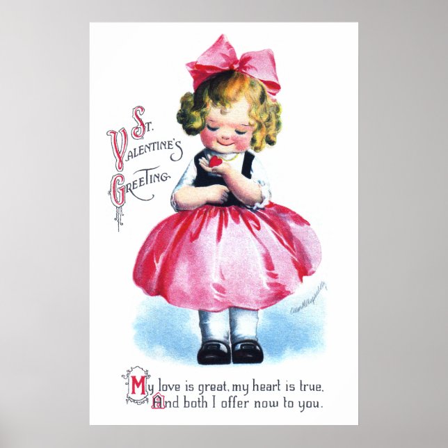 Póster Ellen H. Clapsaddle: Rapariga com Coração (Frente)