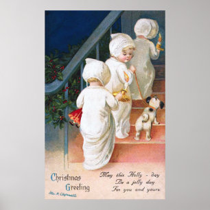 Poster Ellen H. Clapsaddle: Raparigas de Natal