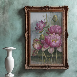 Poster Ellis Rowan Pink Water Lily Vintage Flowers