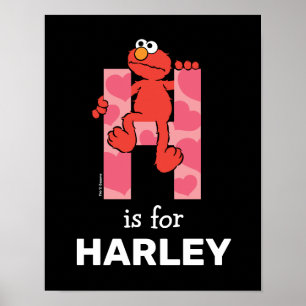 Poster Elmo Alfabeto   H Corações