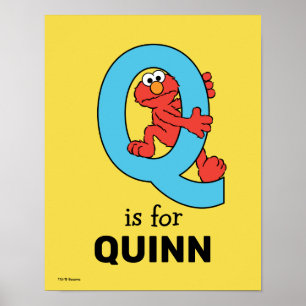 Poster Elmo Alphabet Q Azul