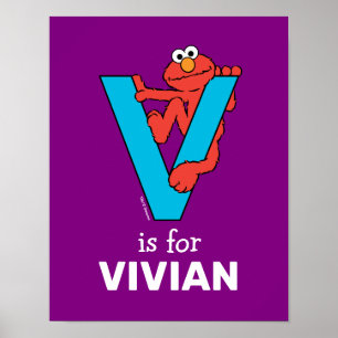 Poster Elmo Alphabet   V Azul