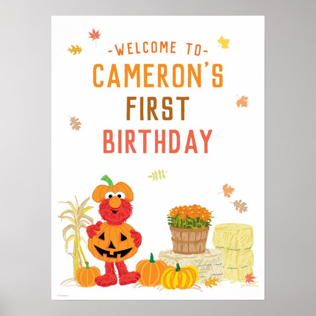 Poster Elmo Fall Pumpkin Primeiro Sinal de Boas-vindas de (Frente)
