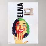 Poster ELNA Sewing Machine Vintage Pop art Publicidade<br><div class="desc">RESTAURADO! Reprodução de alta resolução,  Photoshop apontado para impressões nítidos,  retocado digital e restaurado para lágrimas,  manchas e elementos faltando. ELNA Sewing Machine Vintage Pop Advertising Poster.</div>