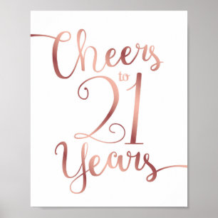 Poster ELOGIOS Dourados cor-de-rosa do chique a 21 ANOS