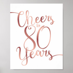 Poster ELOGIOS Dourados cor-de-rosa do chique a 80 ANOS