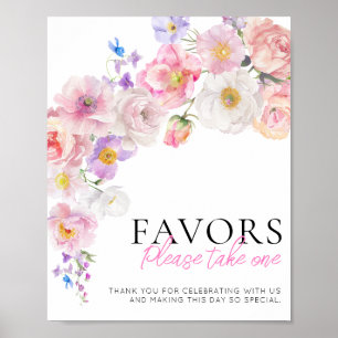 Poster Eloise Pink Floral Favor Sinal