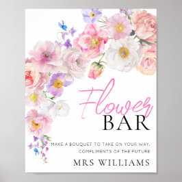 Poster Eloise Sinal de Bar Floral Rosa