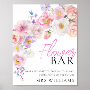 Poster Eloise Sinal de Bar Floral Rosa