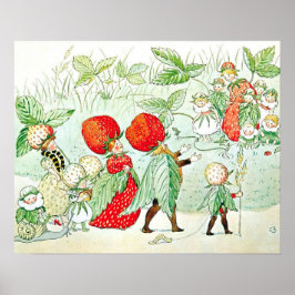 Poster Elsa Beskow Rei e Rainha do Morango