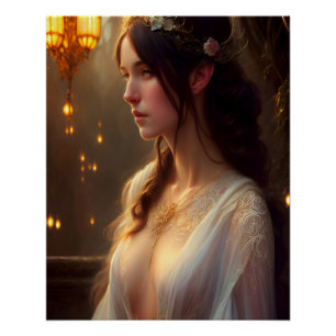 Póster Elven Princess em White Lace Dress