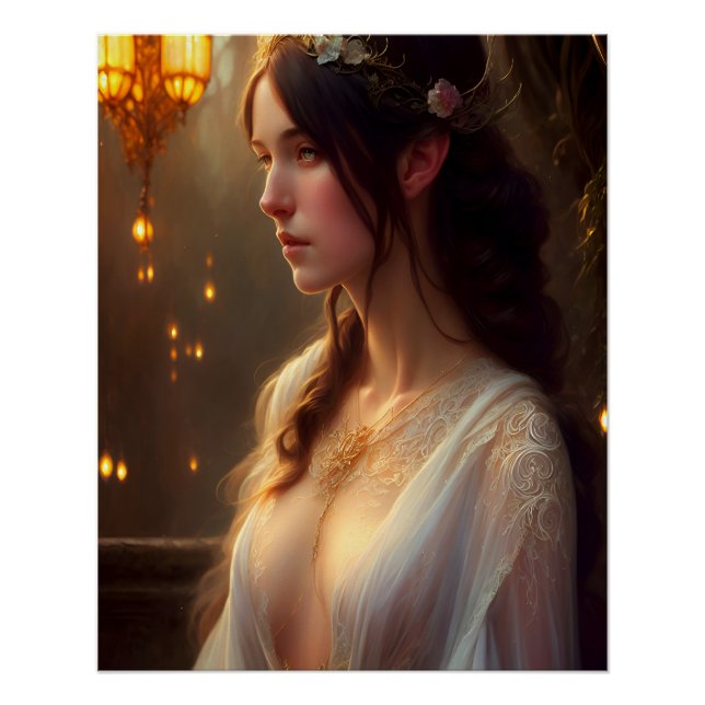 Póster Elven Princess em White Lace Dress (Frente)