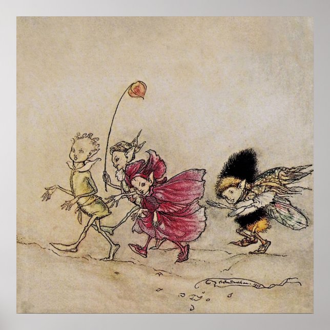 Poster "Elves" Fairy Art de Arthur Rackham (Frente)