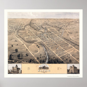 Poster Elyria, mapa panorâmico do OH - 1868