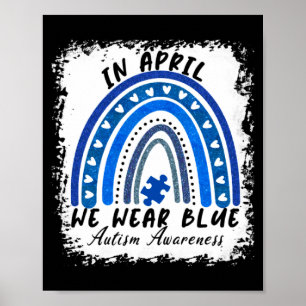 Poster Em Abril Nós Usamos Azul Autismo Conscientização A