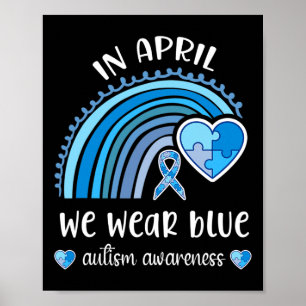 Poster Em Abril Usamos Azul Mês de Conscientização do Aut
