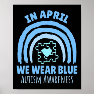 Poster Em Abril Usamos Azul Mês de Conscientização do Aut