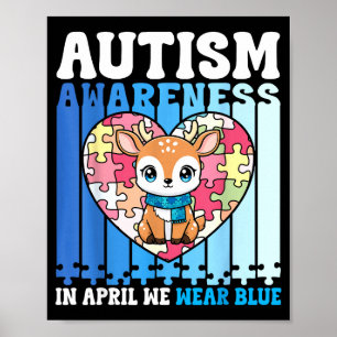 Poster Em Abril Usamos Azul Rompecabeças de Veado para Co