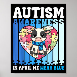 Poster Em Abril Usamos Azul Vacas de Puzzle Conscientizaç