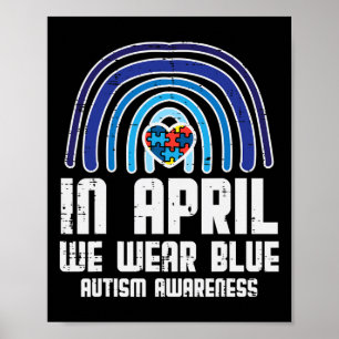 Poster Em abril Vestimos Autismo Awarene do Coração Arco-