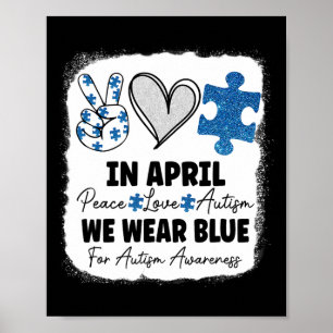 Poster Em Abril, Vestimos Azul Para Sensibilização Autist