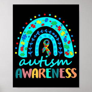 Poster Em abril Vestimos Blue Autism Rainbow Awarness Mon