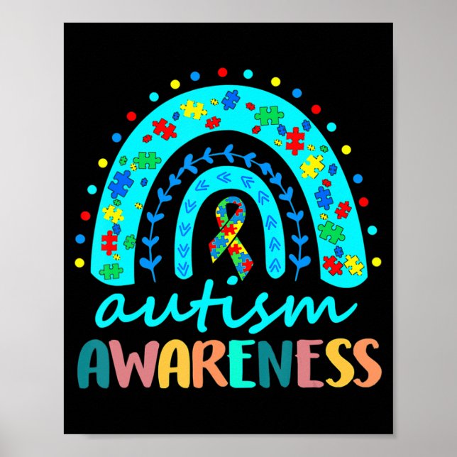 Poster Em abril Vestimos Blue Autism Rainbow Awarness Mon (Frente)