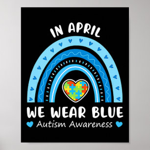 Poster Em abril, Vestimos o Blue Rainbow Autismo Sensibil