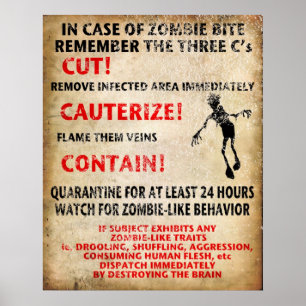 Poster "Em caso da mordida do zombi "