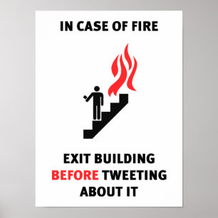 Poster Em caso do fogo, retire a construção antes de