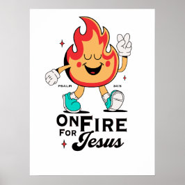 Poster Em Chamas Por Jesus Salmo 34:5 Personagem de Chama