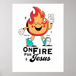Poster Em Chamas Por Jesus Salmo 34:5 Personagem de Chama