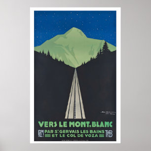 Poster Em direção ao Mont Blanc Cartaz de Viagem Vintage