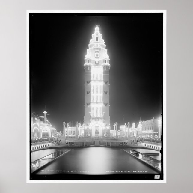 Póster Em Dreamland à noite, Coney Island, N.Y. c1905 (Frente)