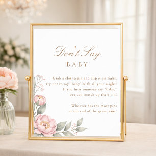 Poster Em Festa Elegante Jogo para Chá de Bebê Não Diga B