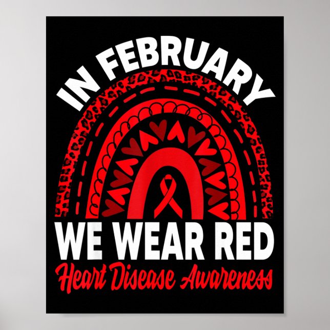 Poster Em Fevereiro Usamos Vermelho Conscientização sobre (Frente)