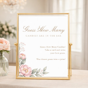 Poster Em Flor Elegante Jogo de Chuvinha de Bebê Adivinhe
