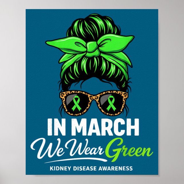 Poster Em março usamos verde doença renal consciência des (Frente)